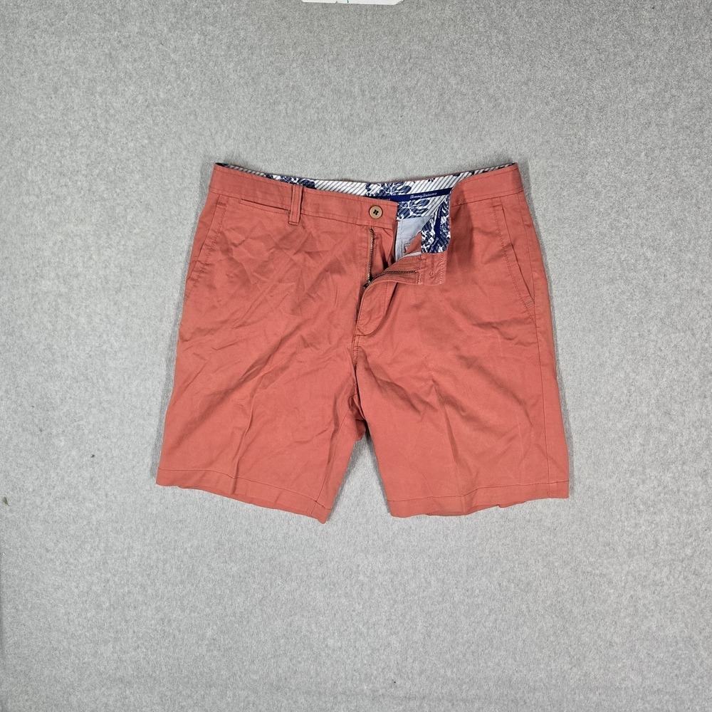 Tommy Bahama Men Shorts 35 Orange Chino Pockets Mid Rise 9" Inseam‎ Casual